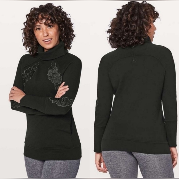 Lululemon Cotton Terry Embroidered Floral Patches To You Tunic In Black Size 4 - Picture 1 of 13